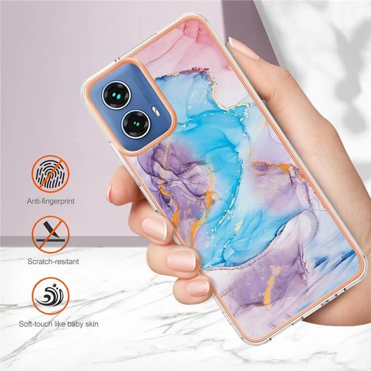 YB IMD Series-1 für Motorola Moto G45 5G / G34 5G Slim Case Electroplating Soft TPU Handyhülle - Milky Way Marmorblau