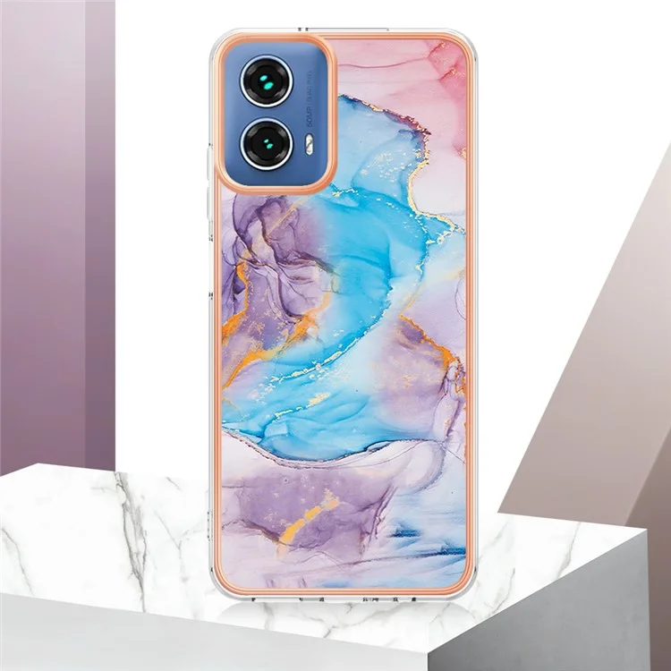YB IMD Series-1 für Motorola Moto G45 5G / G34 5G Slim Case Electroplating Soft TPU Handyhülle - Milky Way Marmorblau