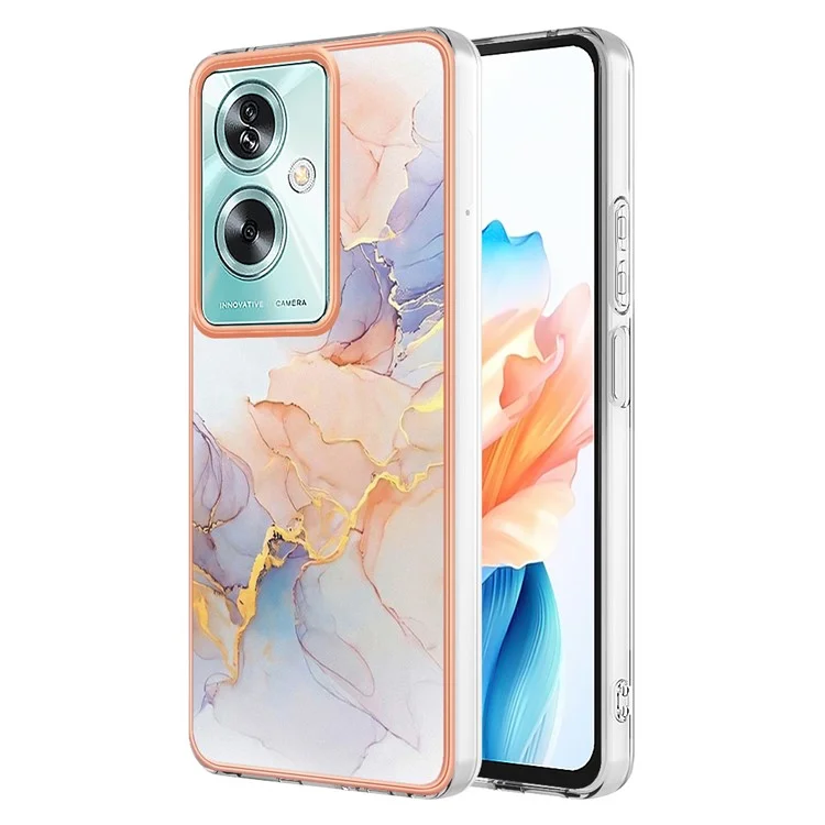 YB IMD Series-1 Für Oppo A79 5G / A2 5G Elektroplatted Case Soft TPU Slim Phone Case - Milchstraßen-Marmor Weiß