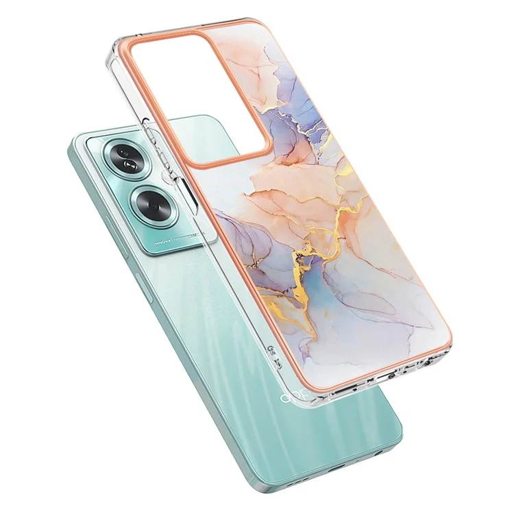 YB IMD Series-1 Für Oppo A79 5G / A2 5G Elektroplatted Case Soft TPU Slim Phone Case - Milchstraßen-Marmor Weiß