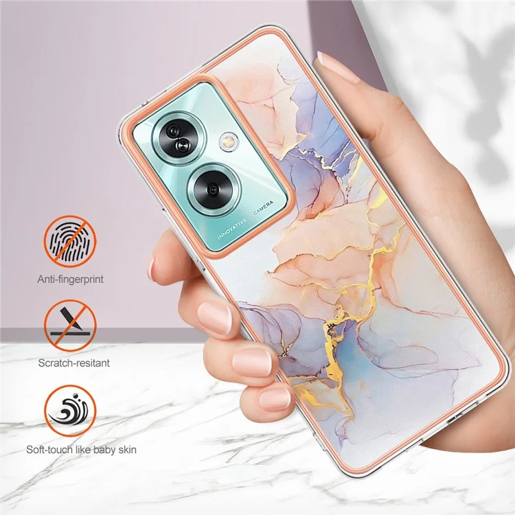 YB IMD Series-1 Für Oppo A79 5G / A2 5G Elektroplatted Case Soft TPU Slim Phone Case - Milchstraßen-Marmor Weiß