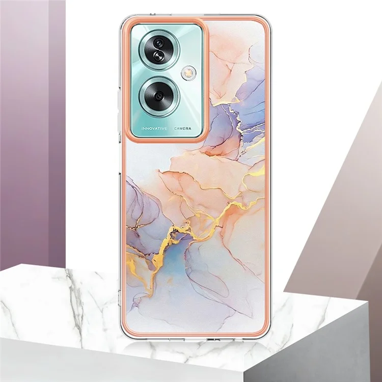 YB IMD Series-1 Für Oppo A79 5G / A2 5G Elektroplatted Case Soft TPU Slim Phone Case - Milchstraßen-Marmor Weiß