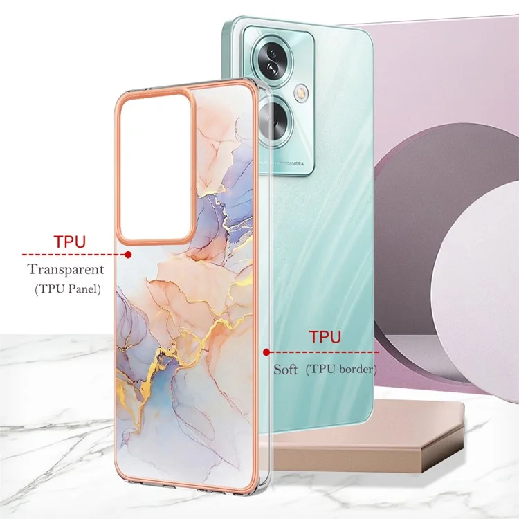 YB IMD Series-1 Für Oppo A79 5G / A2 5G Elektroplatted Case Soft TPU Slim Phone Case - Milchstraßen-Marmor Weiß