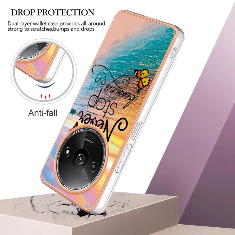 Série YB IMD-1 pour Xiaomi Redmi A3 / Poco C61 4G Étui antichoc Électroplacage Étui de téléphone TPU - Ne jamais arrêter de rêver