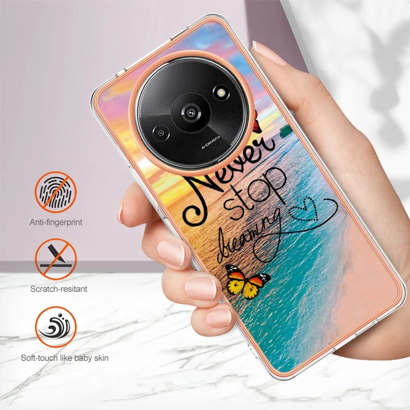 Série YB IMD-1 pour Xiaomi Redmi A3 / Poco C61 4G Étui antichoc Électroplacage Étui de téléphone TPU - Ne jamais arrêter de rêver