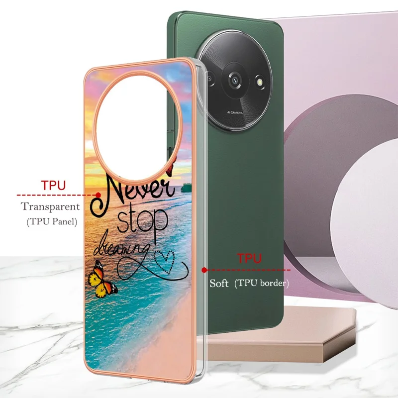 Série YB IMD-1 pour Xiaomi Redmi A3 / Poco C61 4G Étui antichoc Électroplacage Étui de téléphone TPU - Ne jamais arrêter de rêver