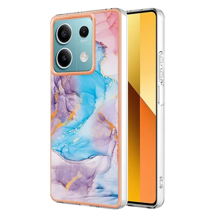 For Xiaomi Redmi Note 13 5G Case with IMD Marble Flower Pattern TPU Mobile Back Cover - Milky Way Marble Blue