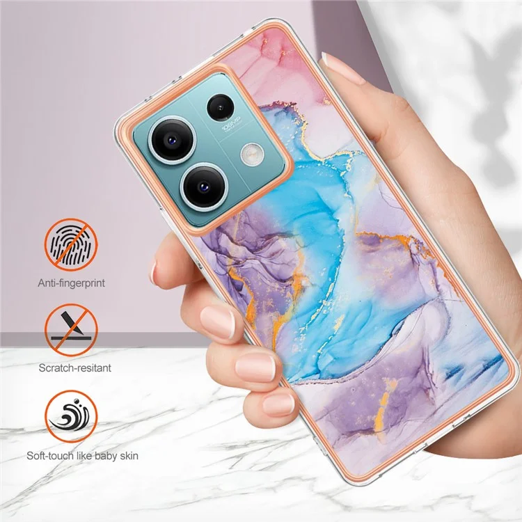 For Xiaomi Redmi Note 13 5G Case with IMD Marble Flower Pattern TPU Mobile Back Cover - Milky Way Marble Blue