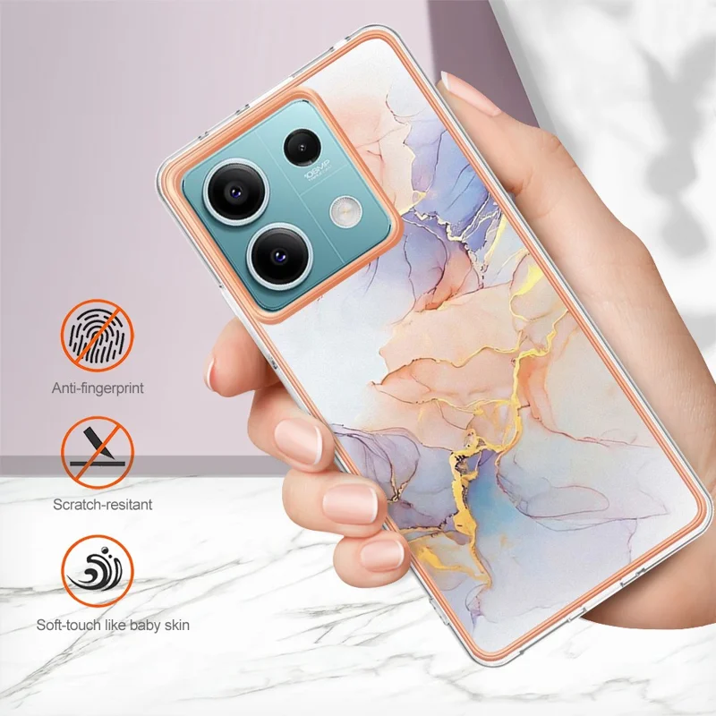 For Xiaomi Redmi Note 13 5G Case with IMD Marble Flower Pattern TPU Mobile Back Cover - Milky Way Marble White