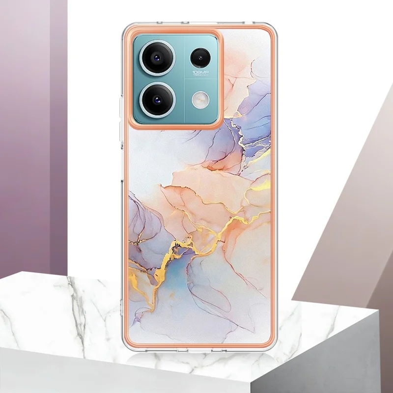 For Xiaomi Redmi Note 13 5G Case with IMD Marble Flower Pattern TPU Mobile Back Cover - Milky Way Marble White