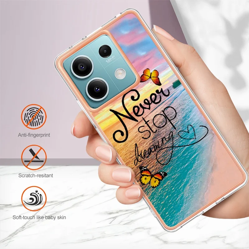 For Xiaomi Redmi Note 13 5G Case with IMD Marble Flower Pattern TPU Mobile Back Cover - Never Stop Dreaming