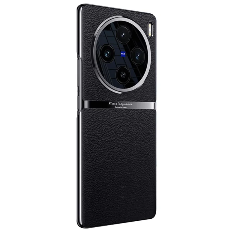 For vivo X100 5G Shockproof Case Acrylic + PC + PU Leather Phone Cover - Black