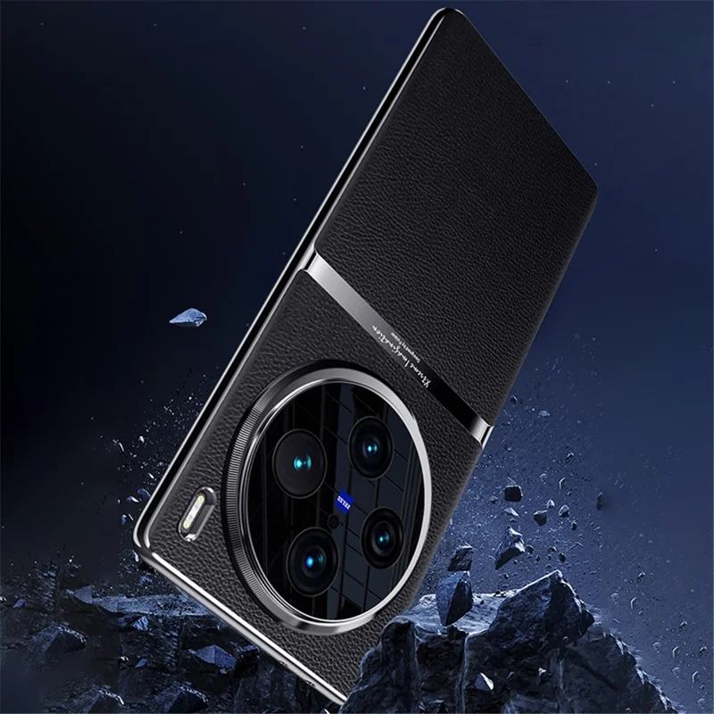 For vivo X100 5G Shockproof Case Acrylic + PC + PU Leather Phone Cover - Black