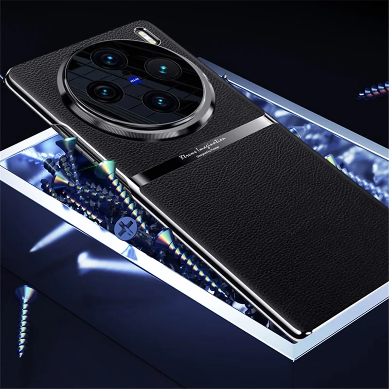 For vivo X100 5G Shockproof Case Acrylic + PC + PU Leather Phone Cover - Blue