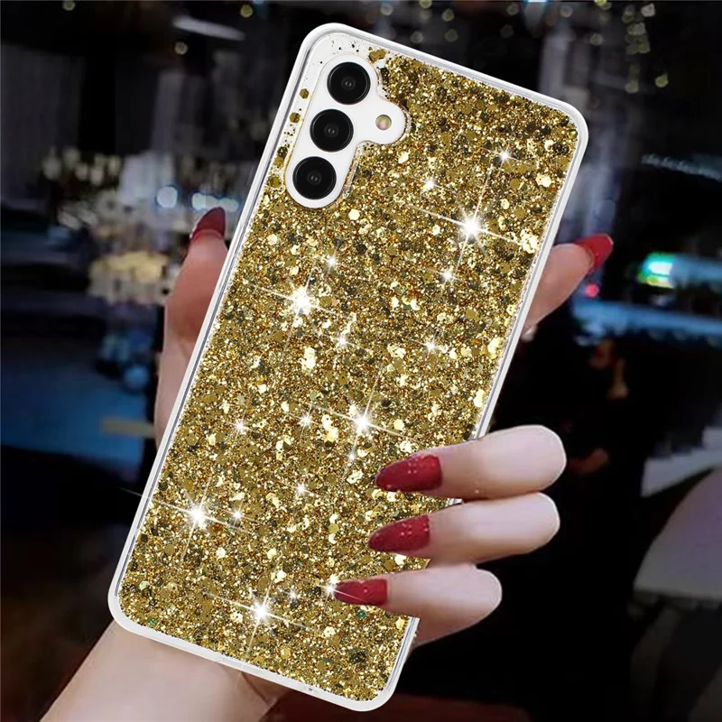 For Samsung Galaxy A25 5G (Global) (161.0 x 76.5 x 8.3mm) Cover Sparkle Epoxy TPU Phone Case - Gold