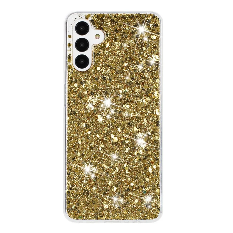 For Samsung Galaxy A35 5G Cell Phone Cover Sparkle Epoxy TPU Protective Case - Gold