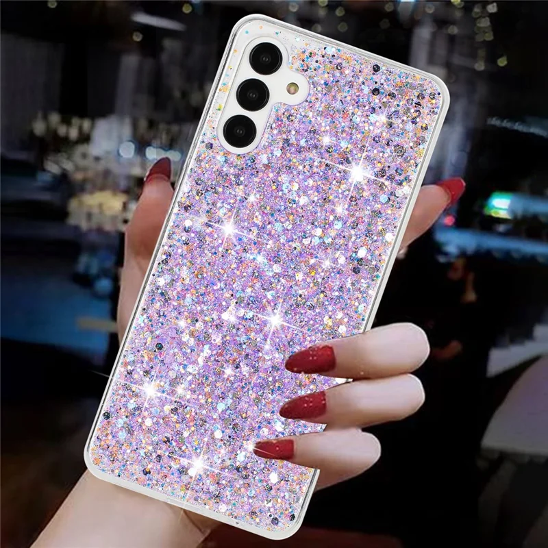 Pour Samsung Galaxy A54 5G Cover Sparkle Epoxy TPU Thophop Thelop - Violet