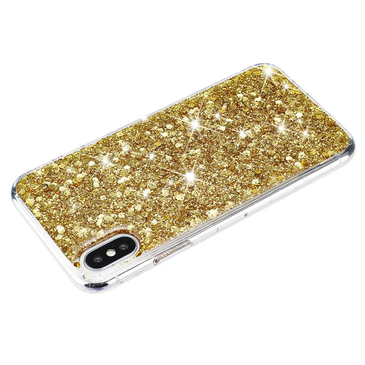 Custodia per telefono cellulare iPhone X / XS Max in TPU a prova di urto con decorazioni in epossidica - Oro