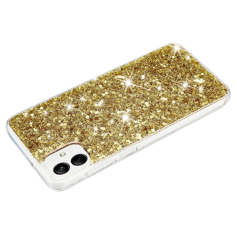 Phone Protector for Samsung Galaxy A05 4G Case Epoxy Glittery Powder TPU Phone Cover - Gold