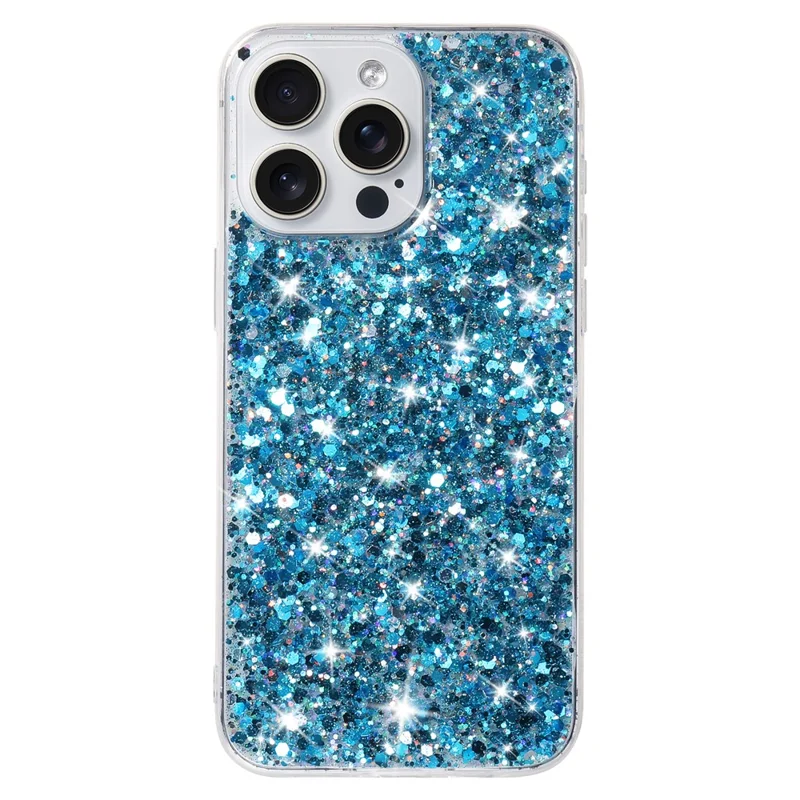 Para Iphone 15 Pro Anti-Scratch TPU Telepu Case Epoxi Con Cubierta de Teléfono de Polvo Brillante - Azul