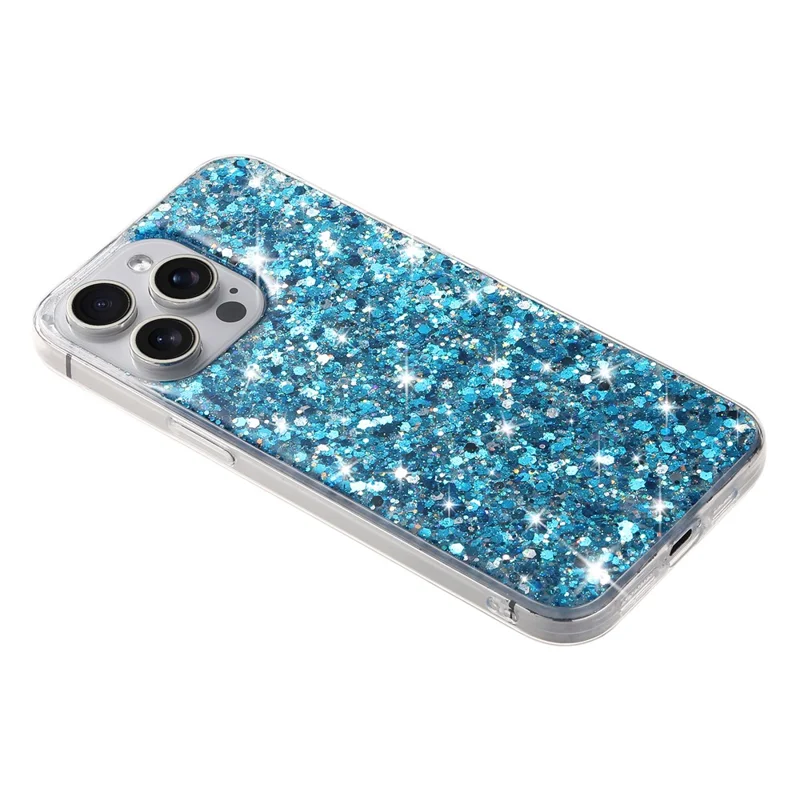 Para Iphone 15 Pro Anti-Scratch TPU Telepu Case Epoxi Con Cubierta de Teléfono de Polvo Brillante - Azul