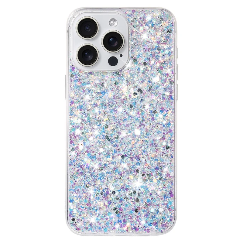 For iPhone 13 Pro 6.1 inch Case Stylish Epoxy Glittery Anti-drop TPU Phone Cover - White