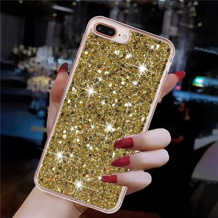 Per iPhone 6 Plus / 7 Plus / 8 Plus 5.5 pollici Glittery Powder Decor Phone Cover Epoxy TPU Phone Case - Oro