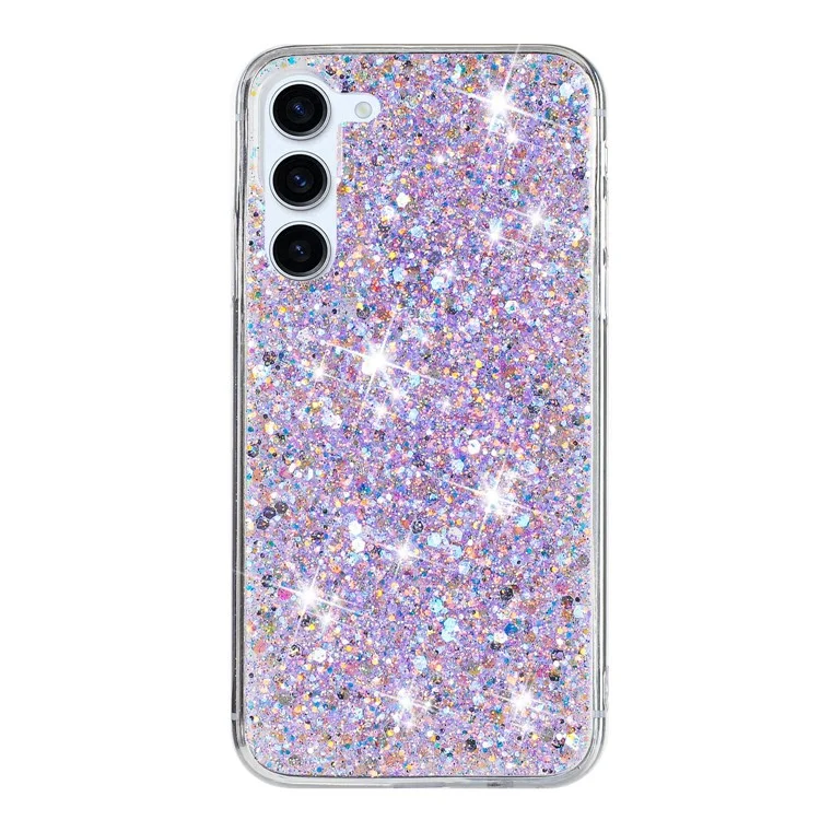 For Samsung Galaxy S23+ TPU Phone Case Epoxy Sequins Drop Protection Cover - Purple