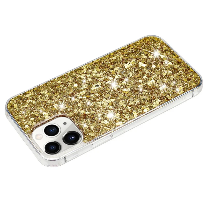 For iPhone 11 Pro Cover Sparkle Sequins Epoxy Shockproof TPU Phone Case - Gold