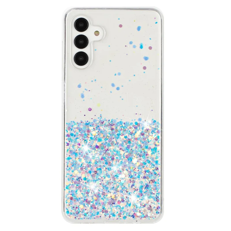 For Samsung Galaxy A54 5G Case Epoxy Luminous Sequins Anti-scratch TPU Phone Cover - White