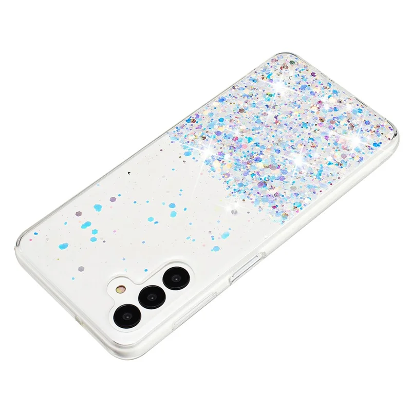 For Samsung Galaxy A54 5G Case Epoxy Luminous Sequins Anti-scratch TPU Phone Cover - White