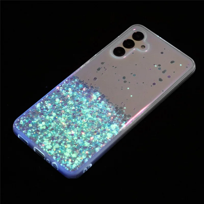 For Samsung Galaxy A54 5G Case Epoxy Luminous Sequins Anti-scratch TPU Phone Cover - White