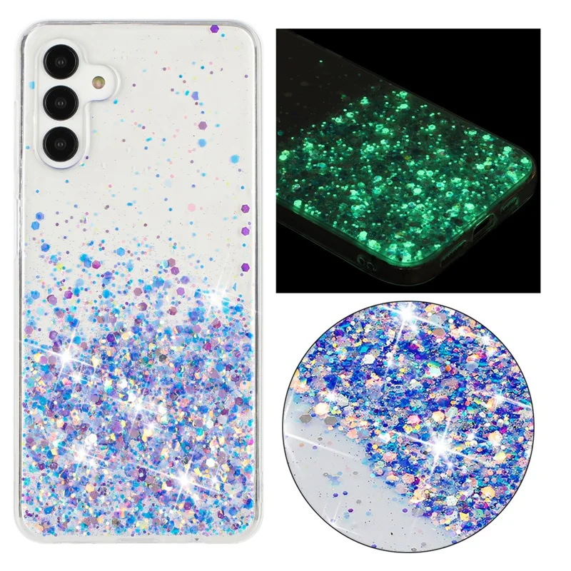 For Samsung Galaxy A54 5G Case Epoxy Luminous Sequins Anti-scratch TPU Phone Cover - Purple