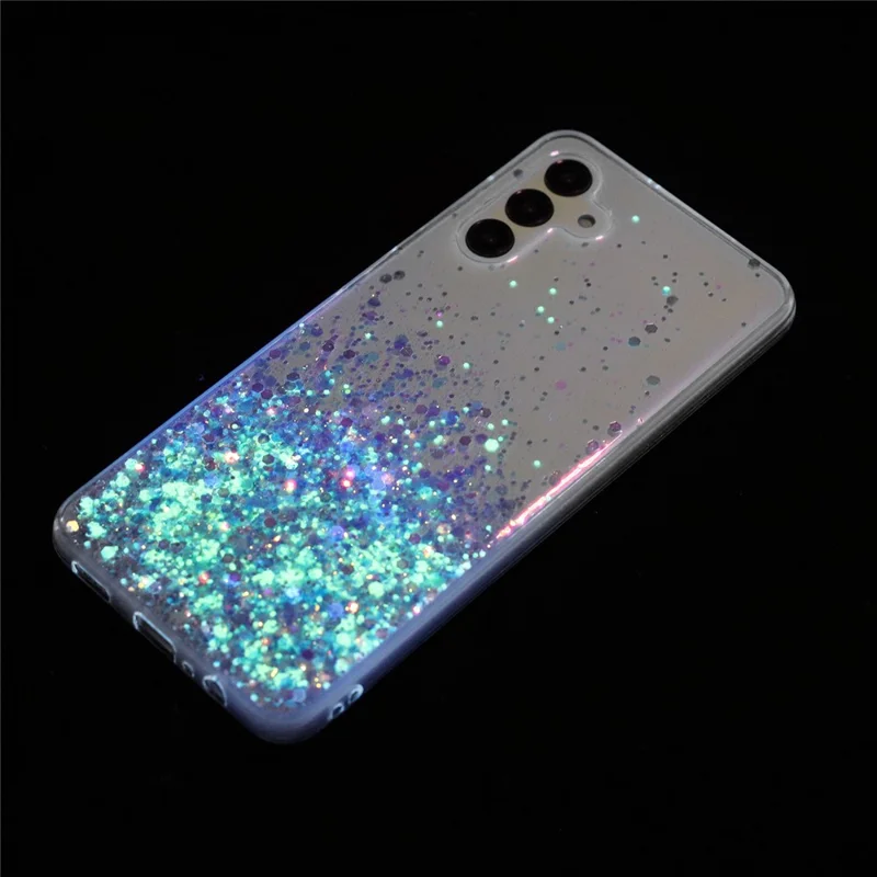 For Samsung Galaxy A54 5G Case Epoxy Luminous Sequins Anti-scratch TPU Phone Cover - Purple