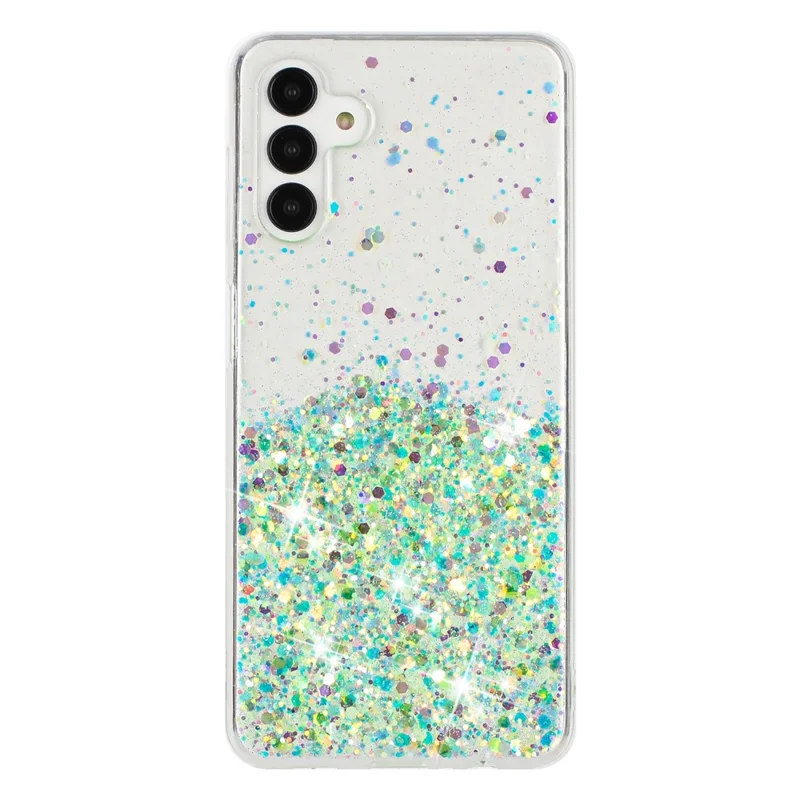 For Samsung Galaxy A54 5G Case Epoxy Luminous Sequins Anti-scratch TPU Phone Cover - Green