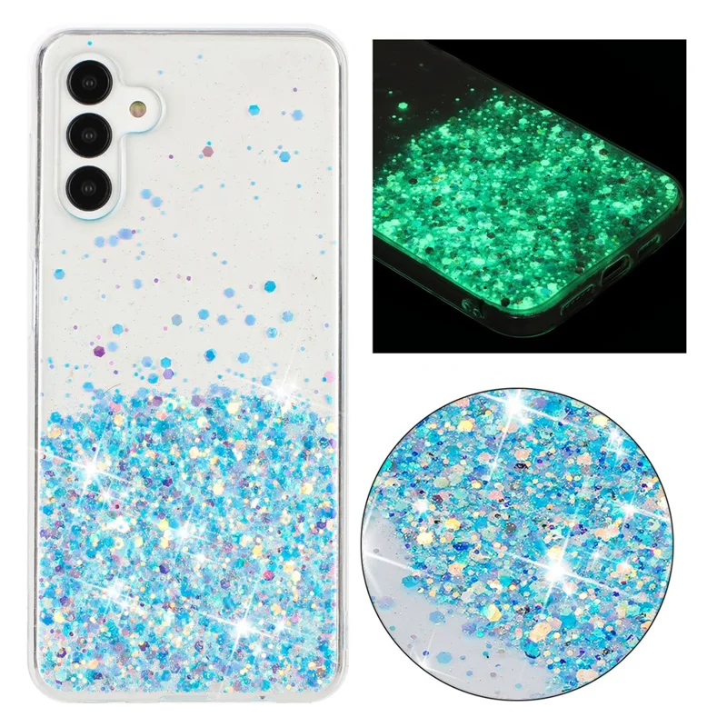 For Samsung Galaxy A55 5G TPU Phone Cases Epoxy Luminous  Anti-Scratch Phone Cover - Blue