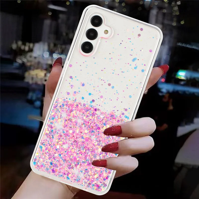 For Samsung Galaxy A55 5G TPU Phone Cases Epoxy Luminous  Anti-Scratch Phone Cover - Pink