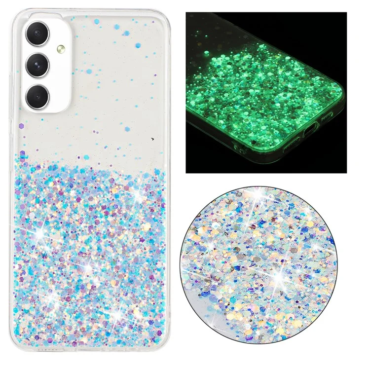 Para Samsung Galaxy A05s 4G Luminous Phone Cover Epoxy Glitter Sparkle TPU Phone Case - Blanco