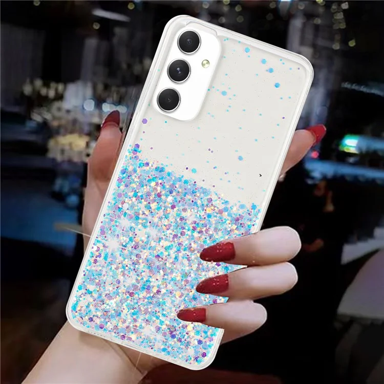 Para Samsung Galaxy A05s 4G Luminous Phone Cover Epoxy Glitter Sparkle TPU Phone Case - Blanco
