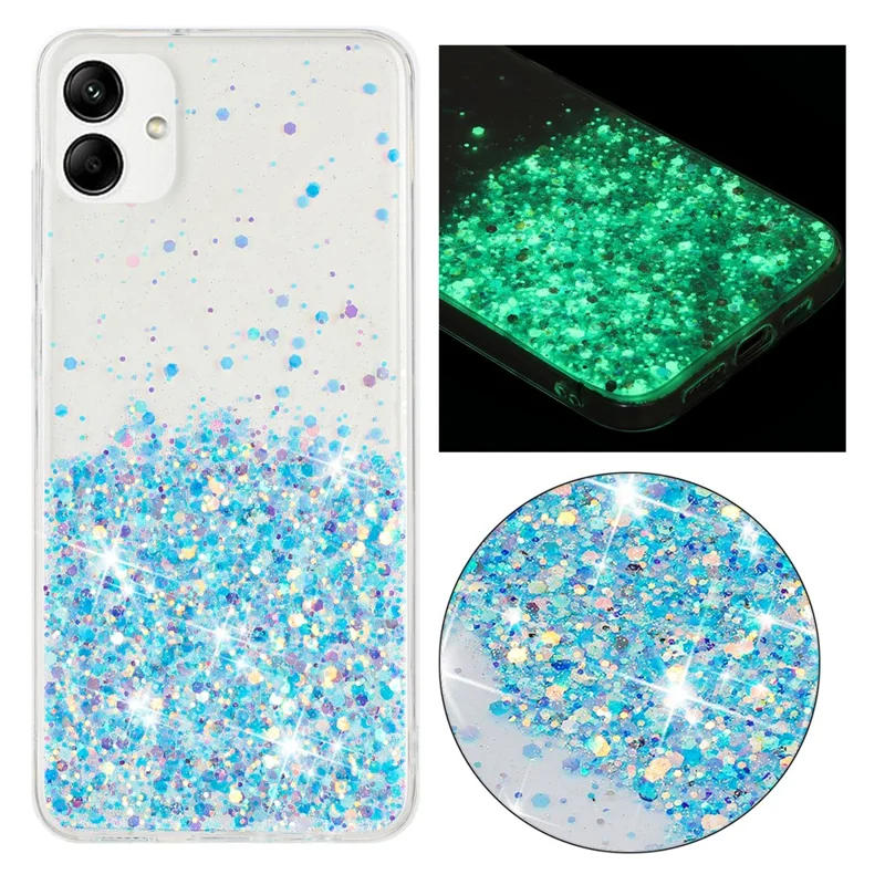 For Samsung Galaxy A05 4G Phone Case Sparkle Luminous Epoxy TPU Back Cover - Blue