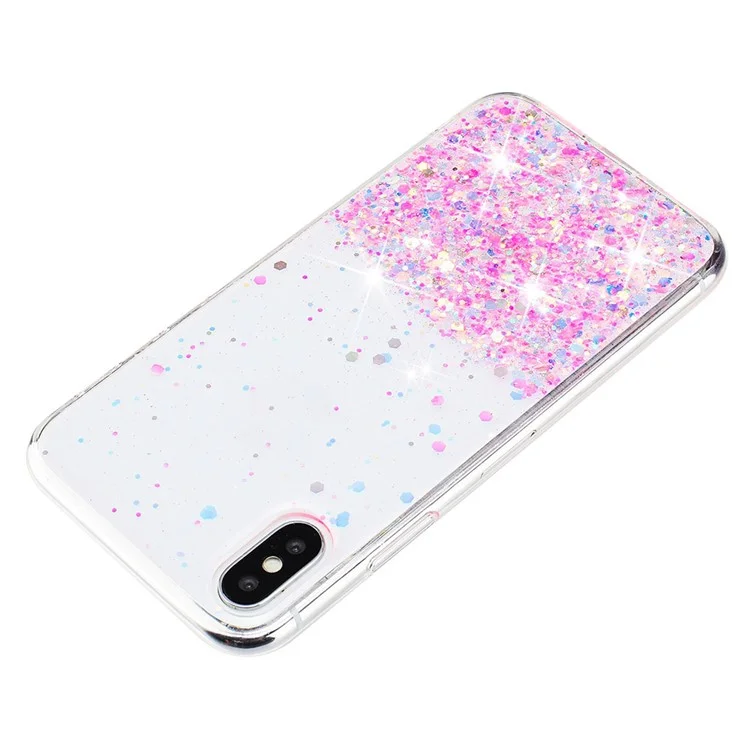 TPU Phone Cover for iPhone X / XS 5.8 inch Cases Anti-Scratch Epoxy Glitter Sparkle Luminous Phone Shell - Pink