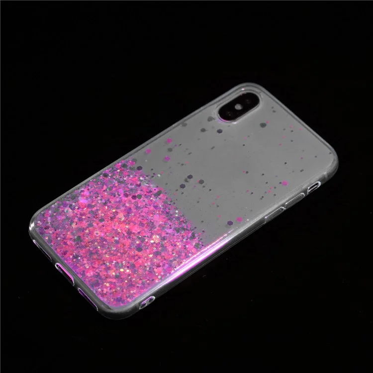 TPU Phone Cover for iPhone X / XS 5.8 inch Cases Anti-Scratch Epoxy Glitter Sparkle Luminous Phone Shell - Pink
