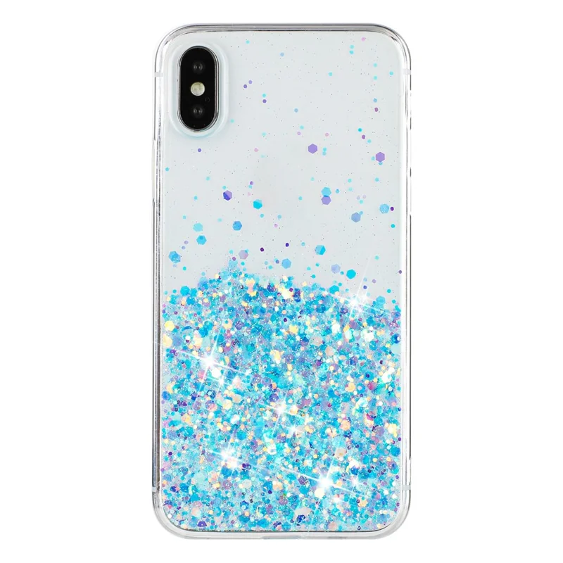 TPU Phone Cover for iPhone X / XS 5.8 inch Cases Anti-Scratch Epoxy Glitter Sparkle Luminous Phone Shell - Blue