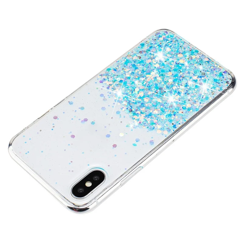 TPU Phone Cover for iPhone X / XS 5.8 inch Cases Anti-Scratch Epoxy Glitter Sparkle Luminous Phone Shell - Blue