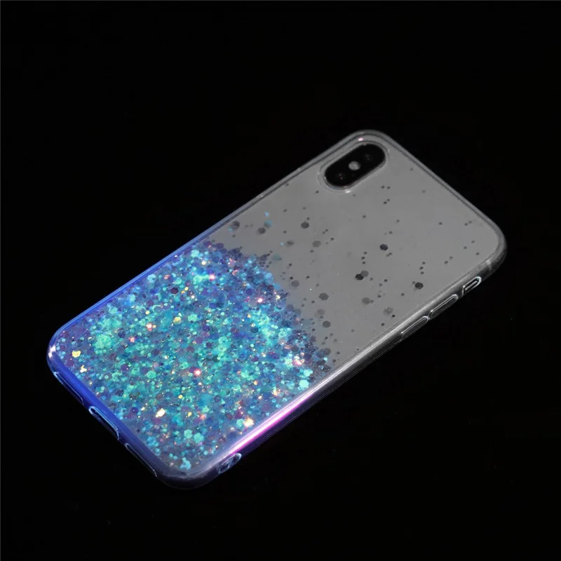 TPU Phone Cover for iPhone X / XS 5.8 inch Cases Anti-Scratch Epoxy Glitter Sparkle Luminous Phone Shell - Blue