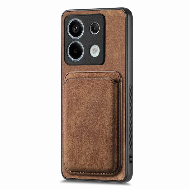 For Xiaomi Redmi Note 13 Pro 5G / Poco X6 5G Magnetic Case Leather Back Cover with Detachable Card Holder - Brown