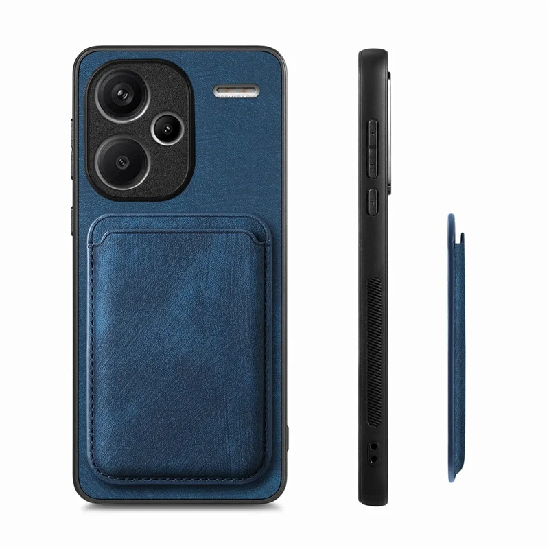 For Xiaomi Redmi Note 13 Pro+ 5G Case Magnetic Case Leather Back Cover with Detachable Card Holder - Blue