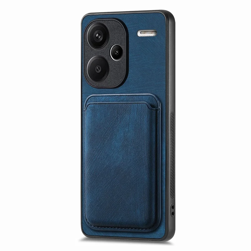 For Xiaomi Redmi Note 13 Pro+ 5G Case Magnetic Case Leather Back Cover with Detachable Card Holder - Blue