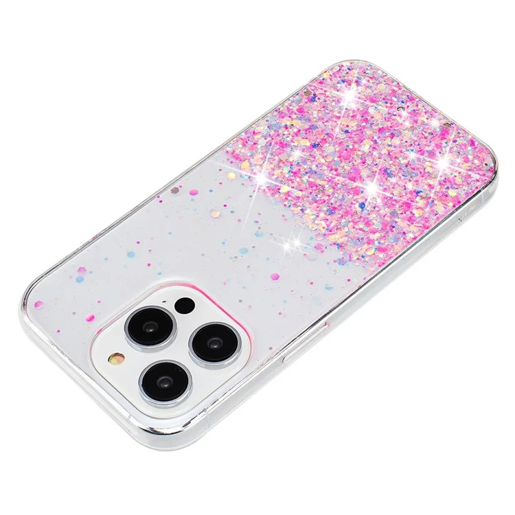 Für iPhone 15 Pro Max Hüllen Kratzfest Epoxidharz Glitzer Glänzend Leuchtend TPU Handyhülle - Blau