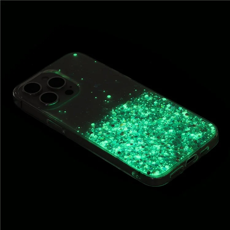 Für iPhone 15 Pro Max Hüllen Kratzfest Epoxidharz Glitzer Glänzend Leuchtend TPU Handyhülle - Blau